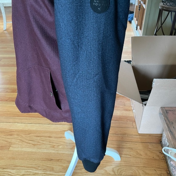 H&M Native Youth Brand Mens Maroon & Navy/Black Bomber Fall Jacket NEW! Sz. M/L - Picture 2 of 7
